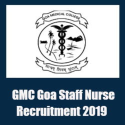 GMC Goa Staff Nurse Recruitment 2019